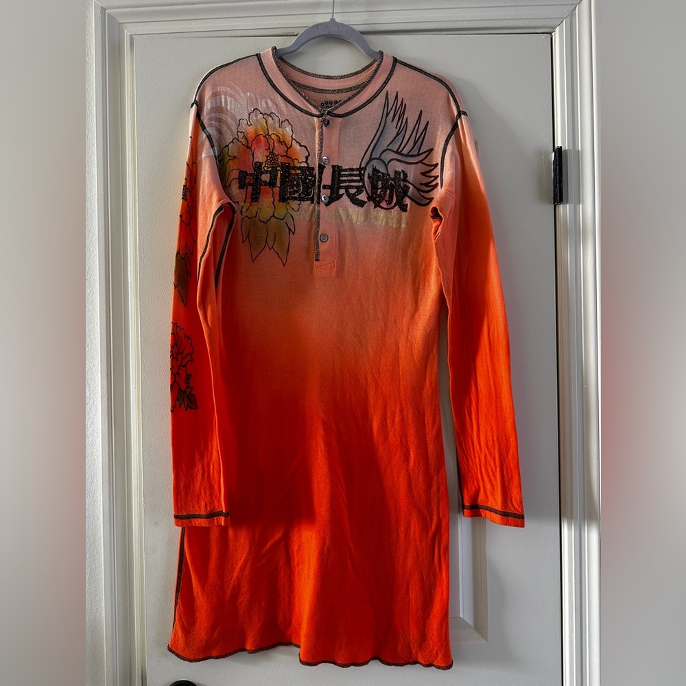 The Great China Wall Orange Long Sleeve Dress